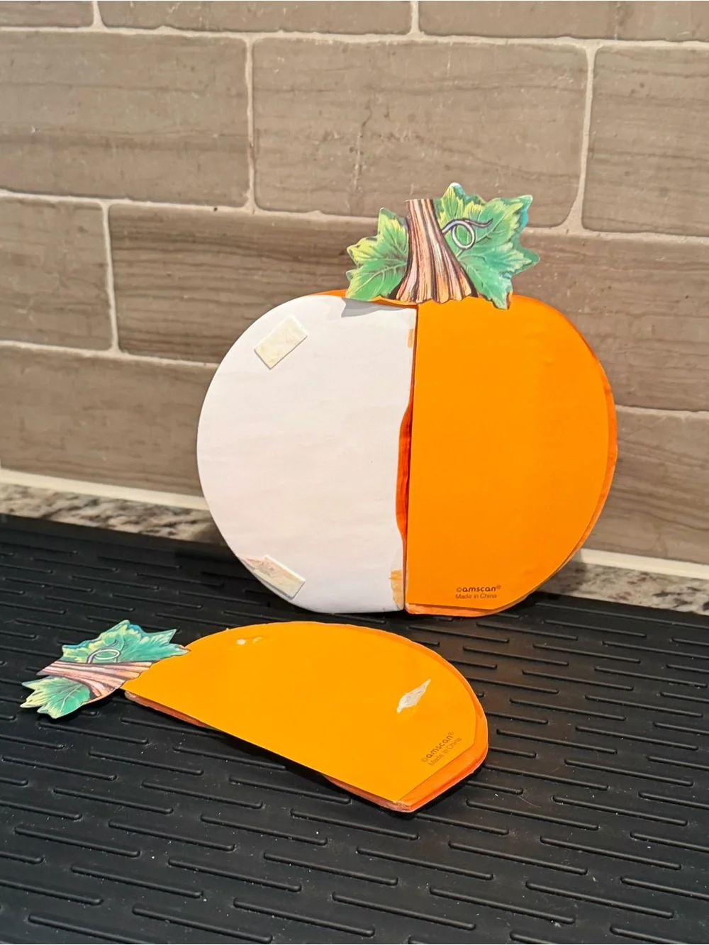 Set of 2 Amscan Orange Honeycomb Paper Pumpkin Halloween Fall Centerpieces
